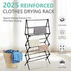 ZOES HOMEWARE 4 Tier Clothes Drying Rack Foldable | Foldable Clothing Drying Rack | Laundry Drying Rack Collapsible for Laundry Room, Dorm, Expandable Sturdy Metal Design | Black 29"L x 11.5"W x 53"H