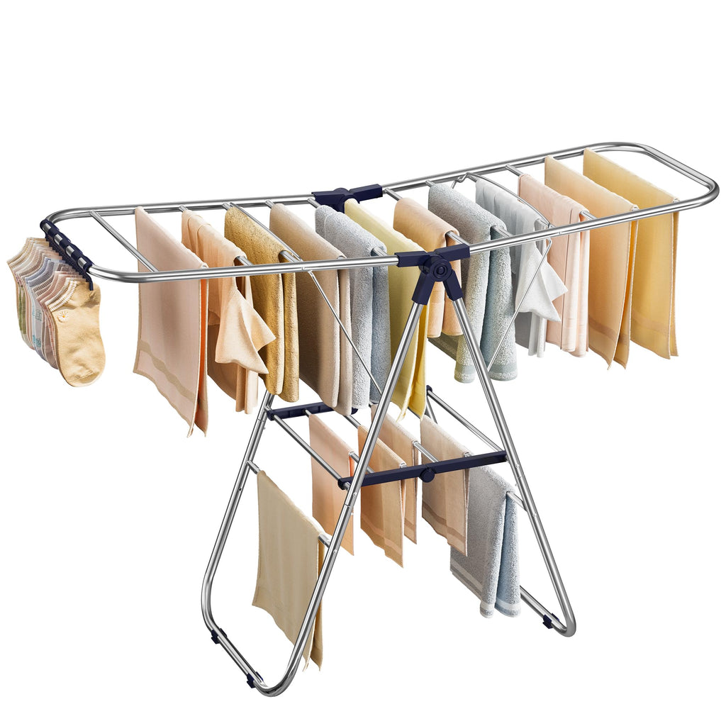 SONGMICS Clothes Drying Rack, Foldable Metal Airer, 17 x 51.2 x 39 Inches