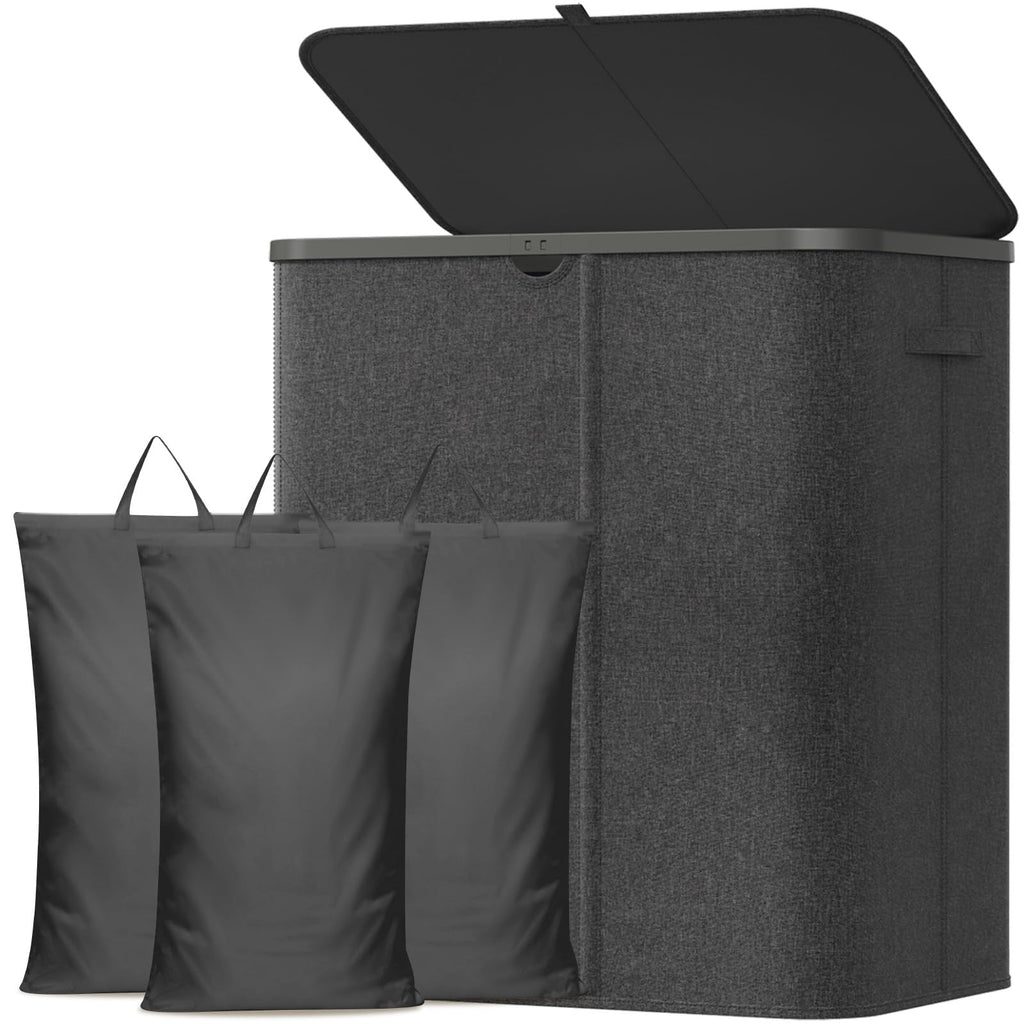 Lifewit 185L 3 Section Laundry Hamper with Lid, Laundry Basket, Beige