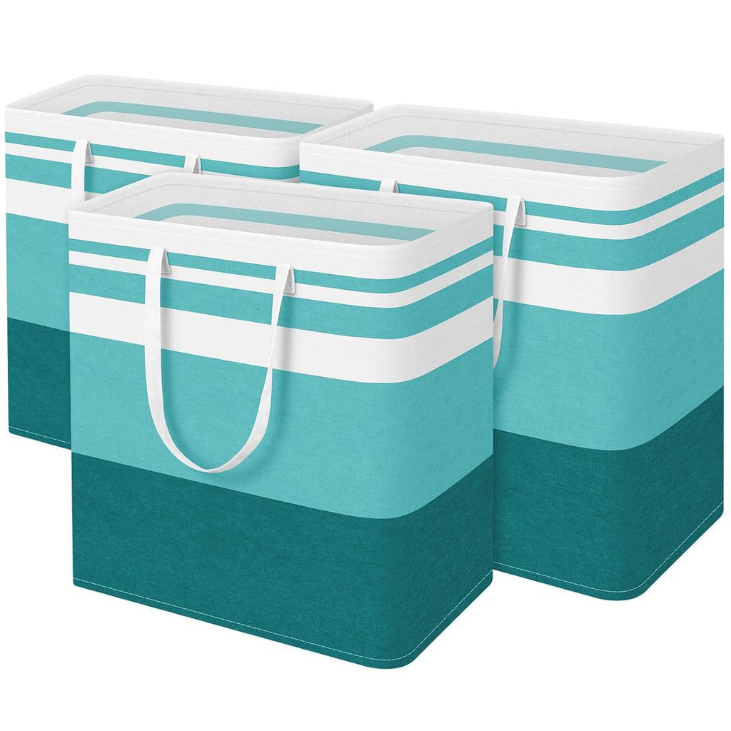 BlissTotes 3-Pack Laundry Basket, Collapsible Laundry Hamper, Grey, 75L