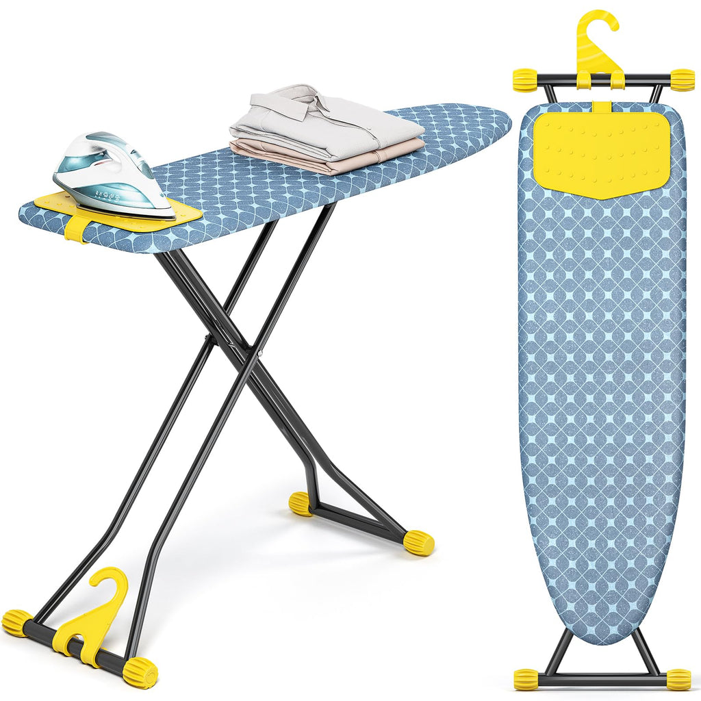 KINGBOARD Ironing Board with Silicon Iron Mat, Heavy Duty Leg 13x43 Blue