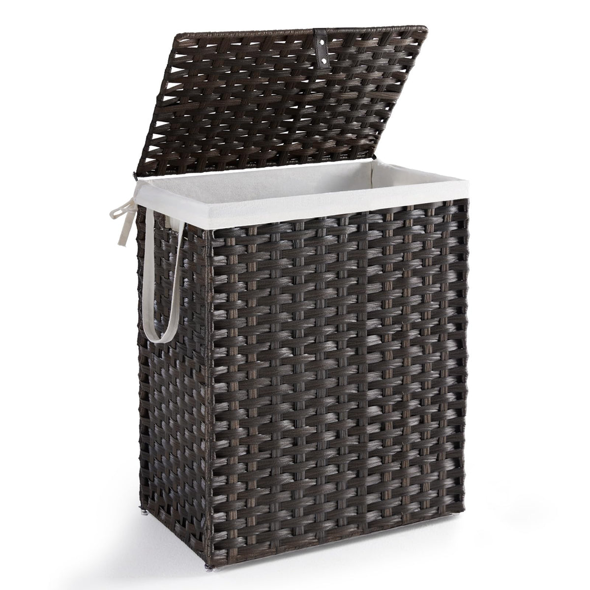 DUMOS Woven Laundry Basket with Lid, 90L Large Capacity Hamper, Removable & Machine-Washable Liner, Foldable Rattan Clothes Hamper, Sturdy Steel Frame, Odor Control, Goose Yellow
