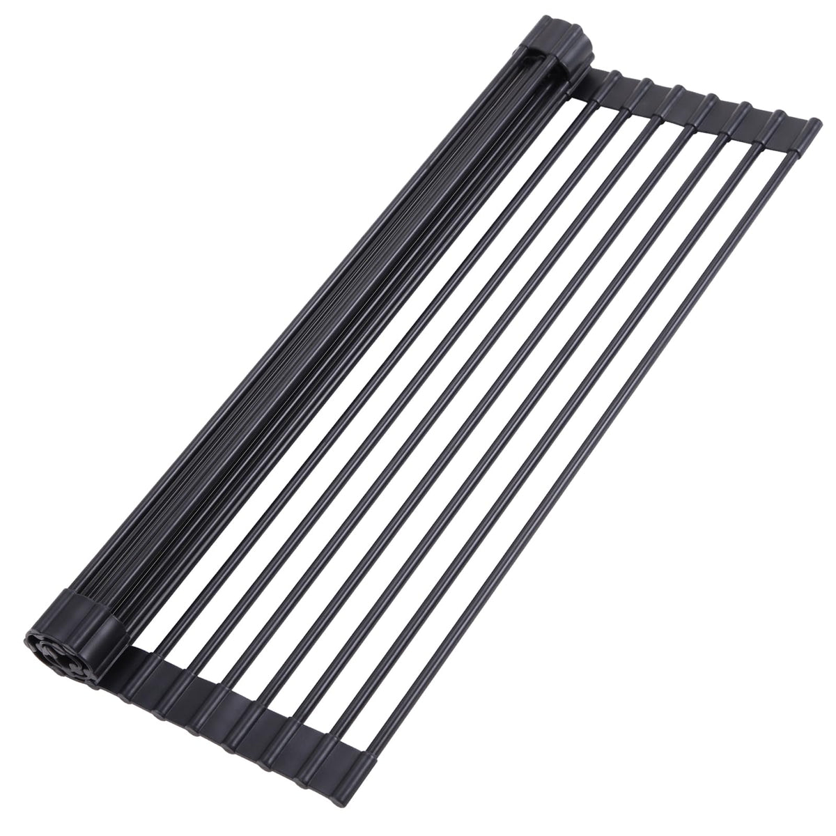 Ohuhu Over Sink Dish Drying Rack Silicone Wrapped 17.6" W x 15.4" L Large Over the Sink Roll Up Dish Drainer - Foldable Sink Drying Rack Rolling Drain Mats Anti-Slip Multipurpose for Kitchen Counter