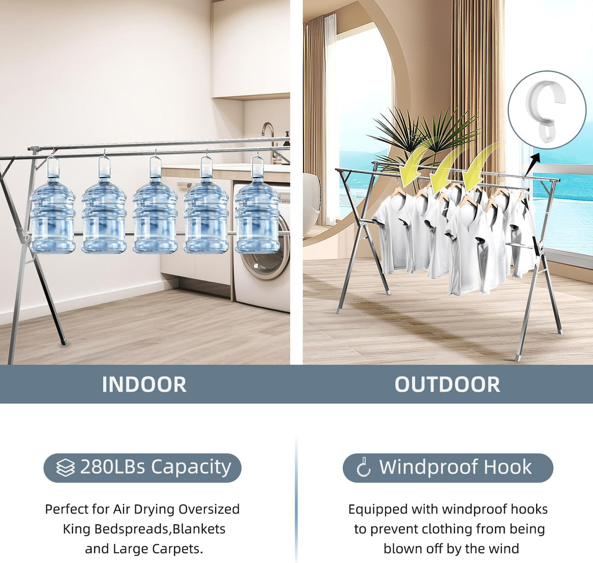 95" Clothes Drying Rack,Laundry Drying Rack Clothing for Indoor Outdoor