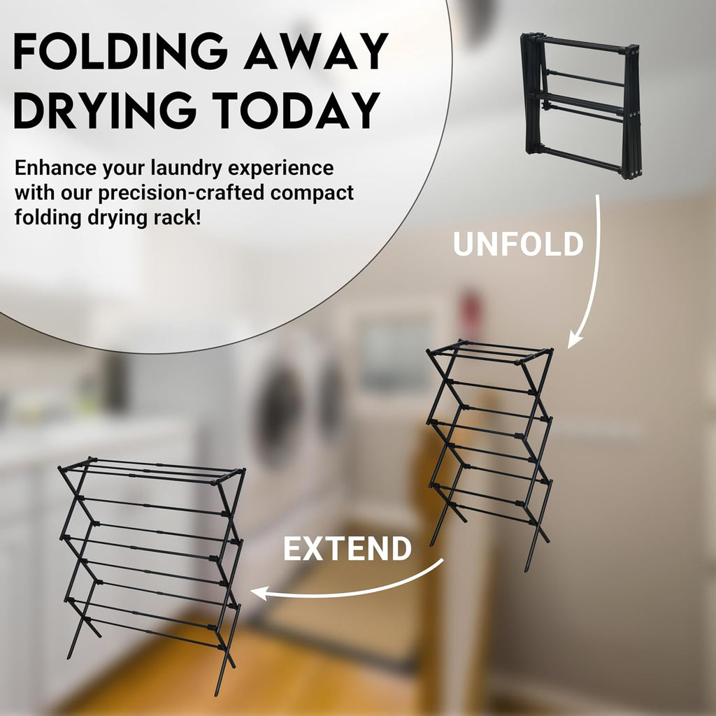 ZOES HOMEWARE Clothes Drying Rack,Collapsible Drying Rack Clothing, Black