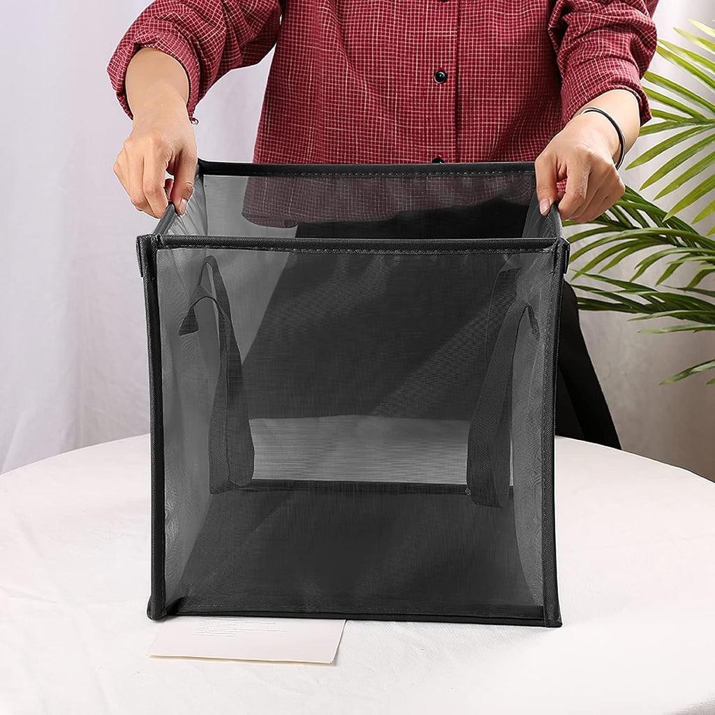 SOUJOY 4Pcs Pop Up Laundry Baskets, 13 Inch Collapsible Mesh Popup Clothes Hampers, Portable and Foldable Washing Bin with Handles for Home, Dorm, Travel and Storage, Black