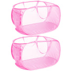 4 Pack Durable Collapsible Laundry Baskets, Mesh Foldable Laundry Basket, Pop Up Laundry Hamper with Pocket, Clothes Hamper with Reinforced Handles for Laundry, Bathroom, Kids Room, Dorm or Travel