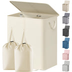 Lifewit Double Laundry Hamper with Lid, Removable Laundry Bags, Black