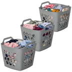 Flexible Plastic Laundry Basket - Square Storage Hamper with Side Handles for Easy Carrying - Versatile Organizer for Laundry, and Household Storage, 28 Litter White