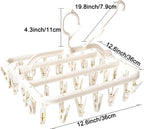 Foshine Foldable Clothes Drying Rack with 32 Drying Clips Wind-Proof Hook
