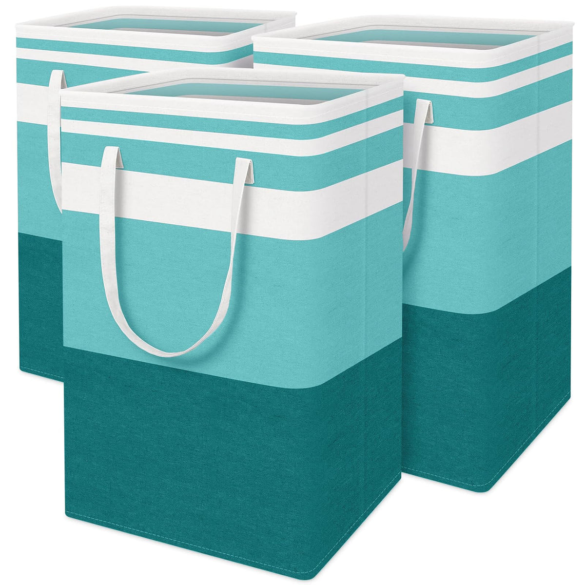 BlissTotes 3-Pack Laundry Basket, Collapsible Laundry Hamper, Grey, 75L