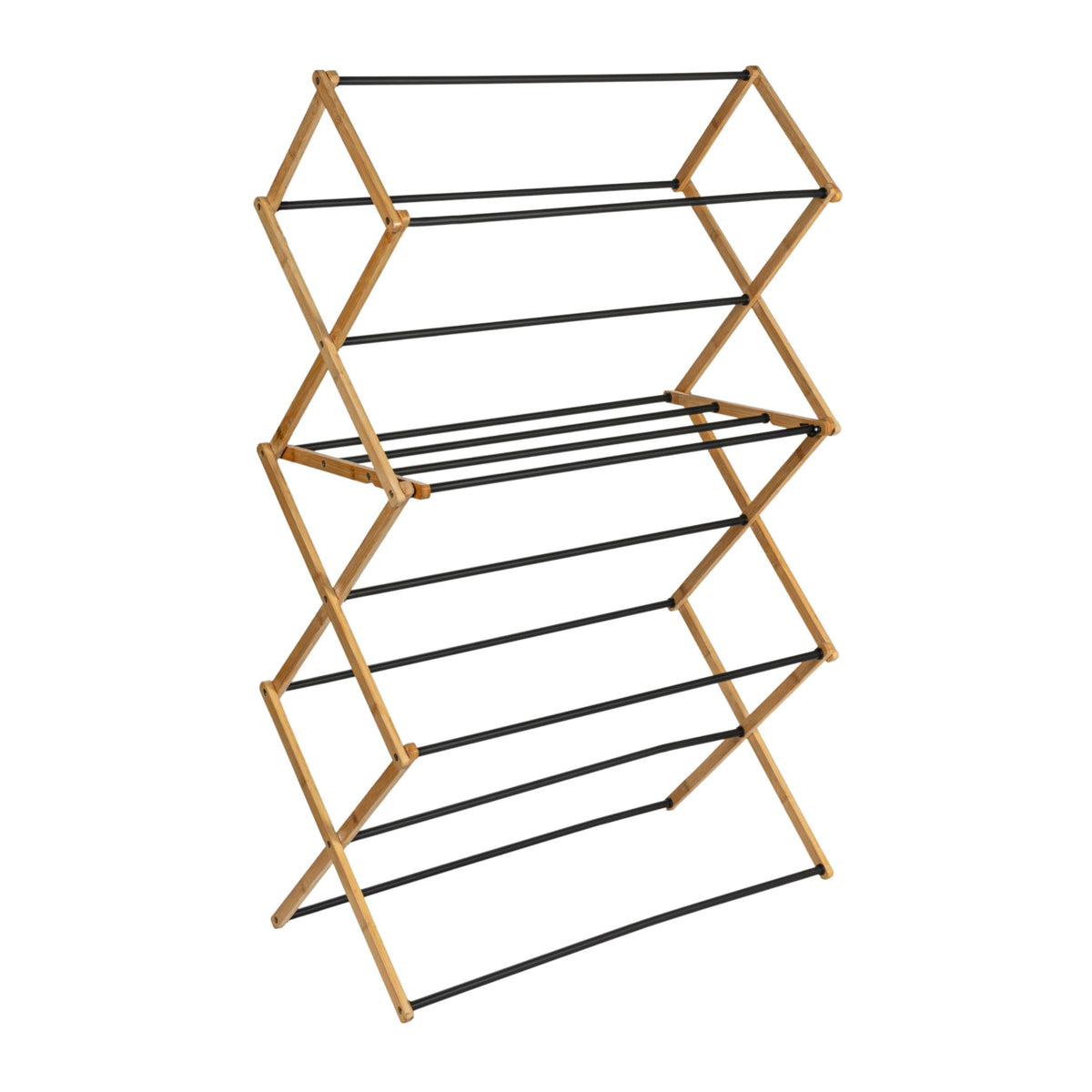 Household Essentials Bamboo Folding Clothes Drying Rack | Large Capacity, 14 Coated Metal Dowels, 28 Feet of Drying Space | Eco-Friendly, Collapsible Indoor Rack for Apartments, Homes & Dorms