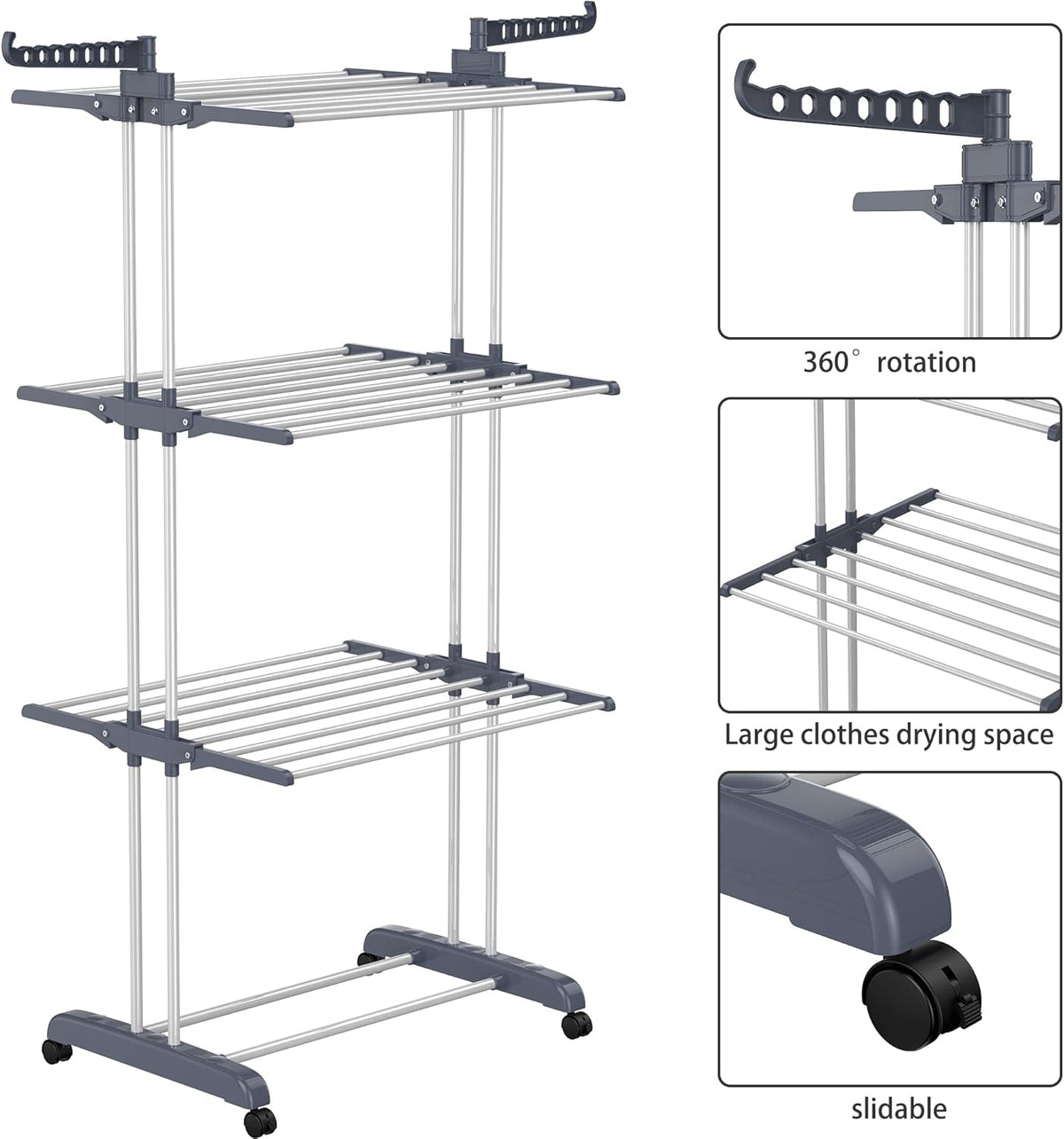 HOMIDEC Clothes Drying Rack, 4-Tier(67.7" H) Foldable Drying Rack Clothing
