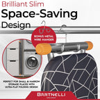 Bartnelli Compact Ironing Board, 13x43 Space-Saving Steel Foldable Iron Board, 4 Layer Cotton Cover, Adjustable Height, Bonus Hanger and Silicone Iron Pad