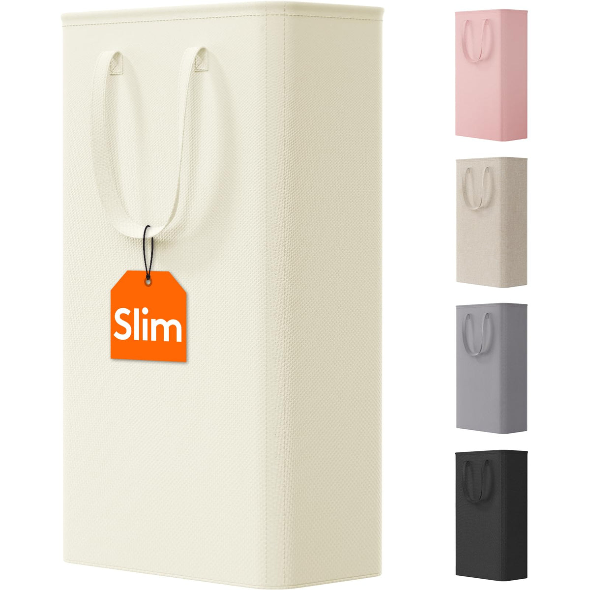 Lifewit Slim Collapsible Laundry Basket with Handles, 50L, Beige