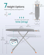 SONGMICS Ironing Board, Foldable, with Stable Iron Rest, 43 x 13 Inches