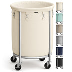 SONGMICS Laundry Basket with Wheels, 110L, Steel Frame, Removable Bag