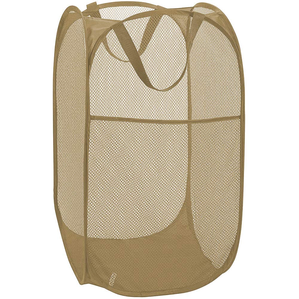 2 Packs Mesh Pop up Laundry Hamper (Black/Navy Blue) with Portable Durable Handles, Collapsible for Storage, Folding Pop-Up Clothes Hampers for Apartment, Home, College Dorm or Travel
