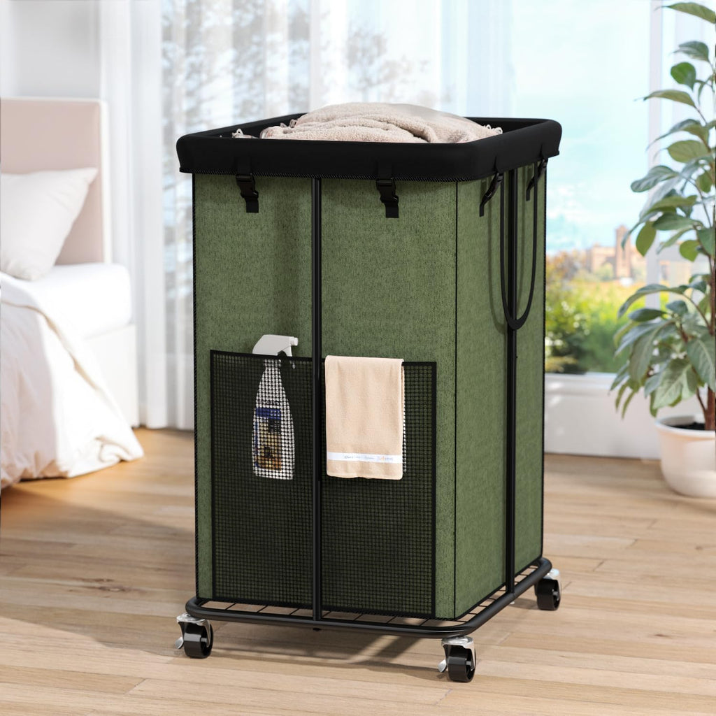 Laundry Hamper with Wheels, 150L Rolling Laundry Basket with Bag & Handles