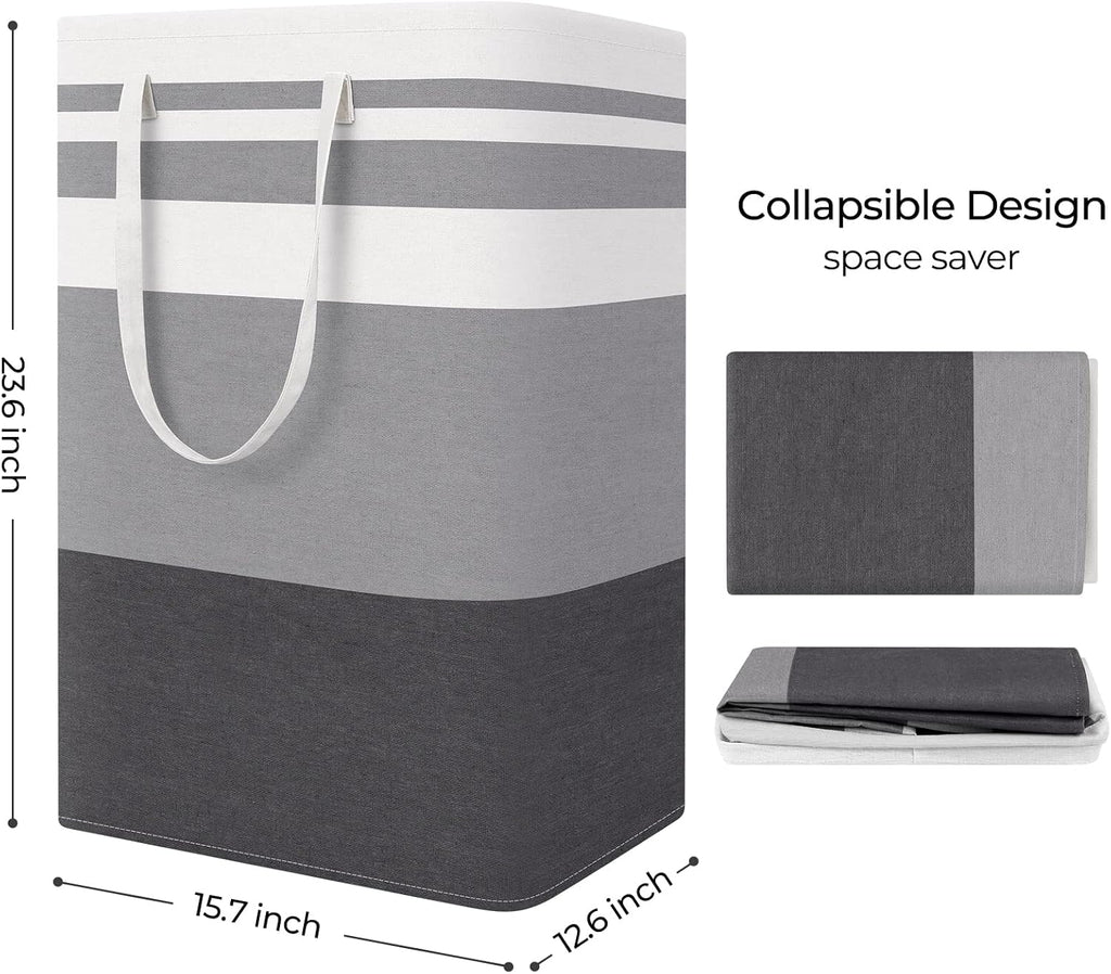 StorageRight Laundry Basket Hamper, 75L Collapsible Clothes Storage, Grey