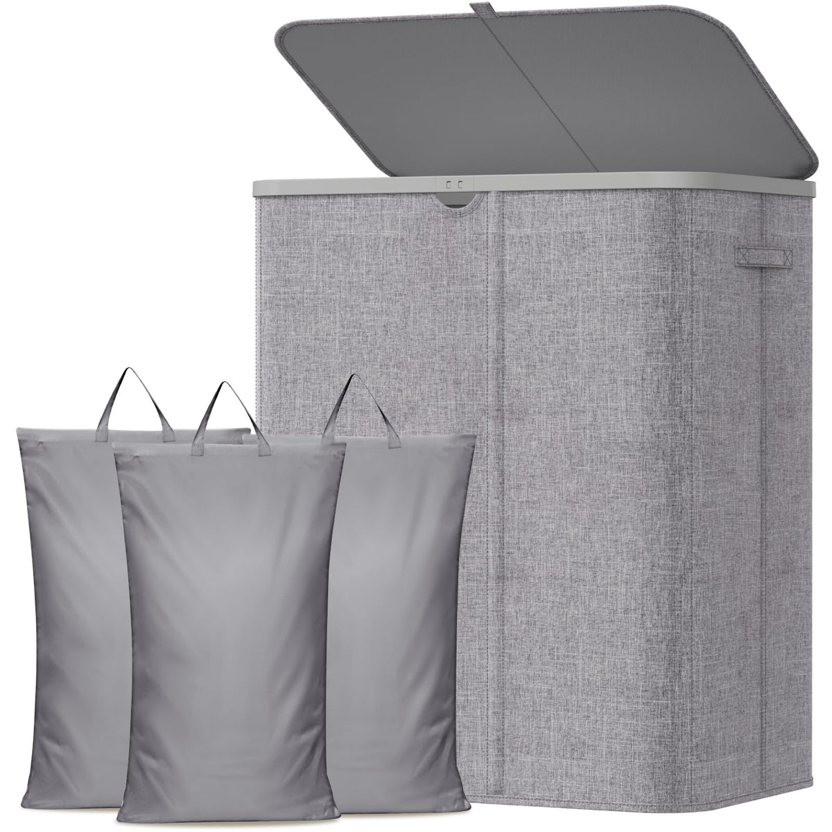 Lifewit 185L 3 Section Laundry Hamper with Lid, Laundry Basket, Beige