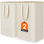 Lifewit 80L Large Laundry Baskets, Laundry Hampers Bags, 2 Pack, Beige