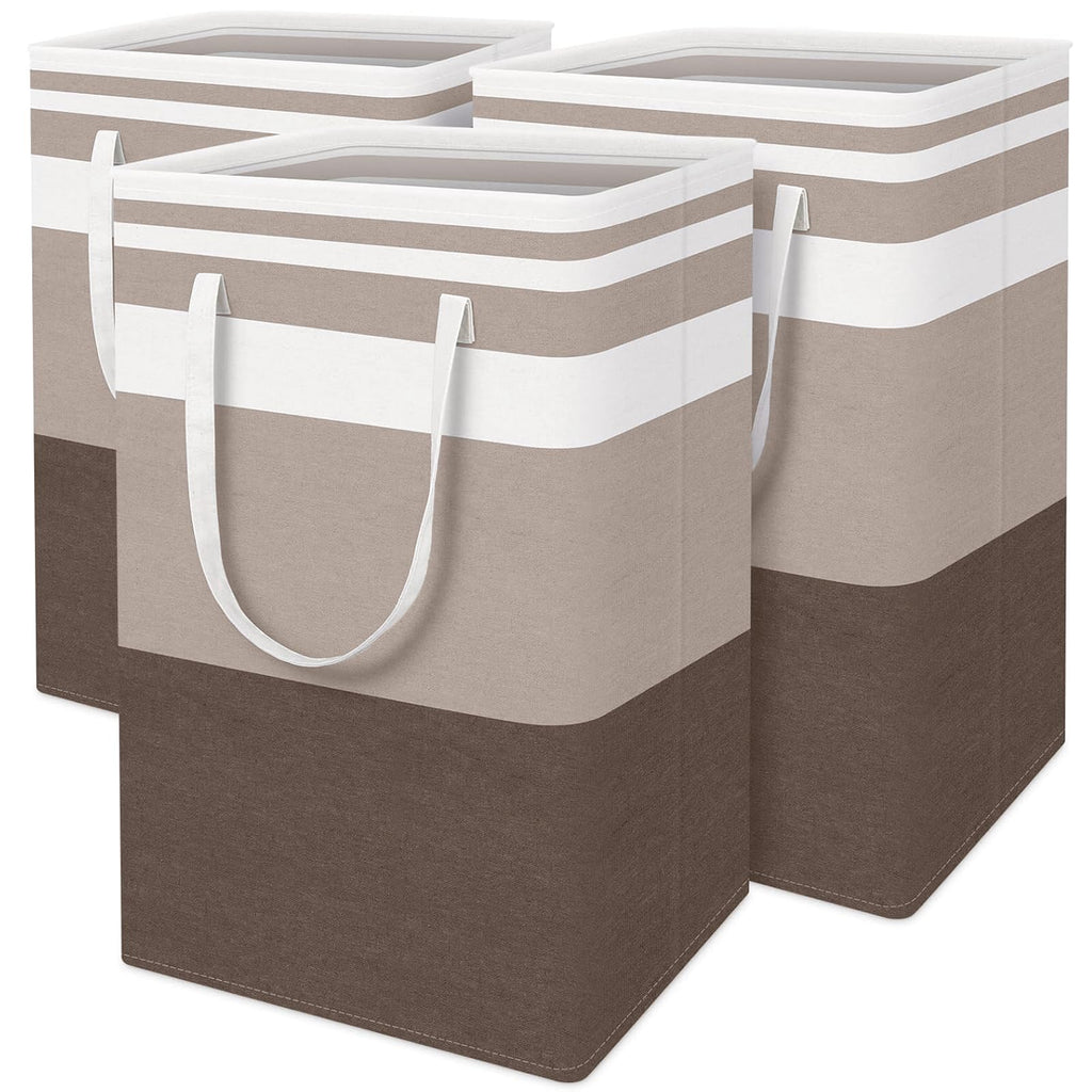 BlissTotes 3-Pack Laundry Basket, Collapsible Laundry Hamper, Grey, 75L