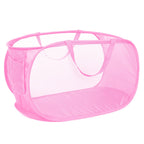 4 Pack Durable Collapsible Laundry Baskets, Mesh Foldable Laundry Basket, Pop Up Laundry Hamper with Pocket, Clothes Hamper with Reinforced Handles for Laundry, Bathroom, Kids Room, Dorm or Travel