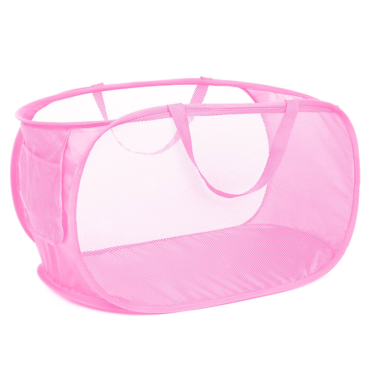 4 Pack Durable Collapsible Laundry Baskets, Mesh Foldable Laundry Basket, Pop Up Laundry Hamper with Pocket, Clothes Hamper with Reinforced Handles for Laundry, Bathroom, Kids Room, Dorm or Travel
