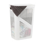 Mind Reader Slim Laundry Hamper with Lid, 60L Clothes Basket, Ventilated Plastic, Black