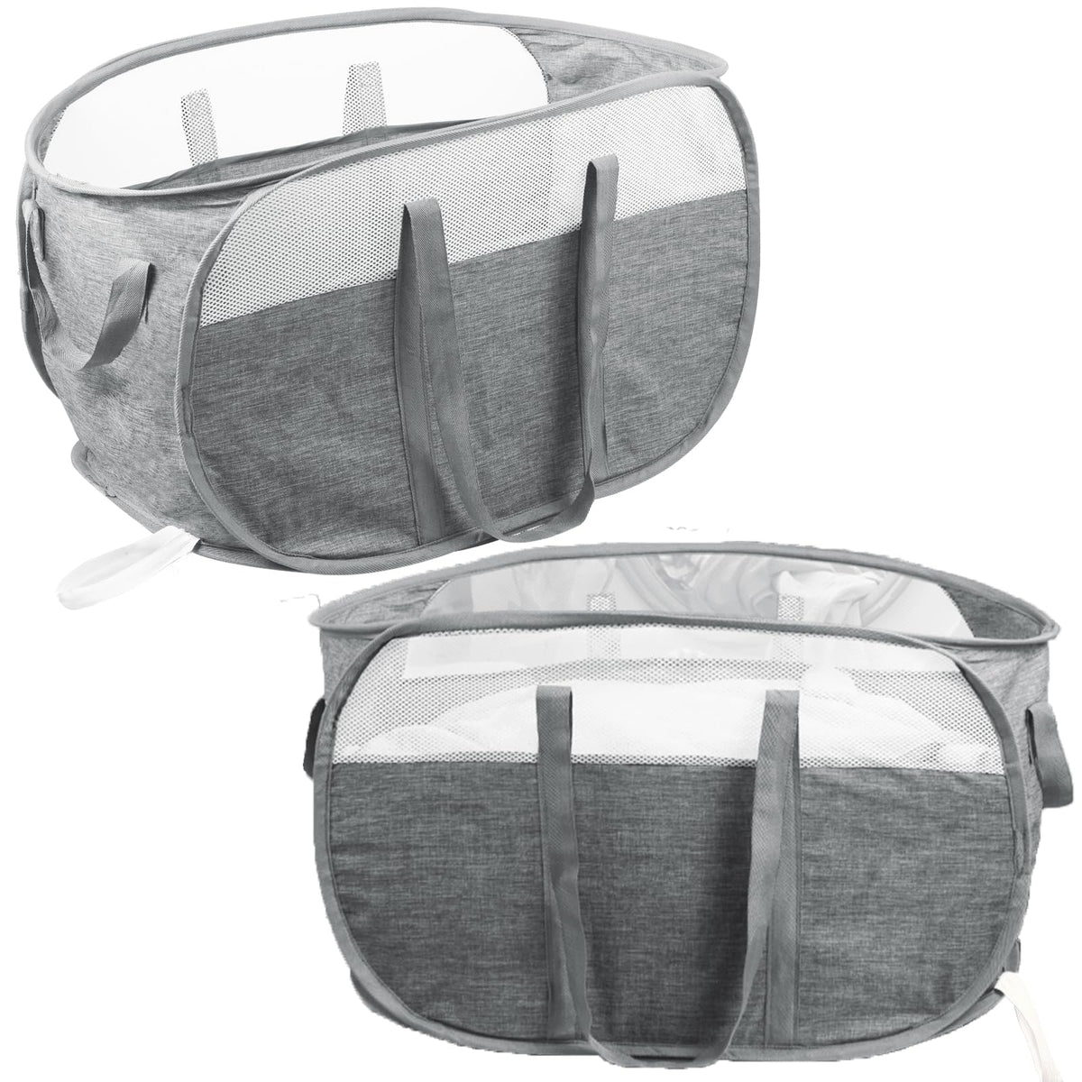 2 Pcs Collapsible Laundry Baskets, Tear Proof Pop Up Laundry Hamper with Dual Handles, Durable Foldable Laundry Basket, Easy to Carry Laundry Hamper for Home, Laundry Room, Bedroom, Dorm, Travel Blue