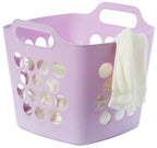 Flexible Plastic Laundry Basket - Square Storage Hamper with Side Handles for Easy Carrying - Versatile Organizer for Laundry, and Household Storage, 28 Litter White