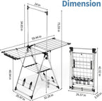 APEXCHASER Clothes Drying Rack with High Hanger, 3-Level Drying Racks