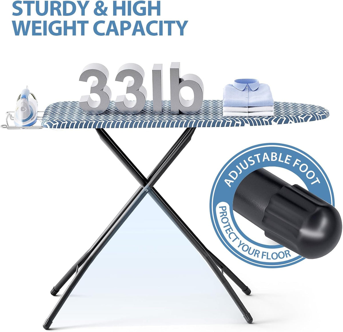 KINGBOARD Ironing Board Full Size, Iron Board and Ironing Board Set 43x13