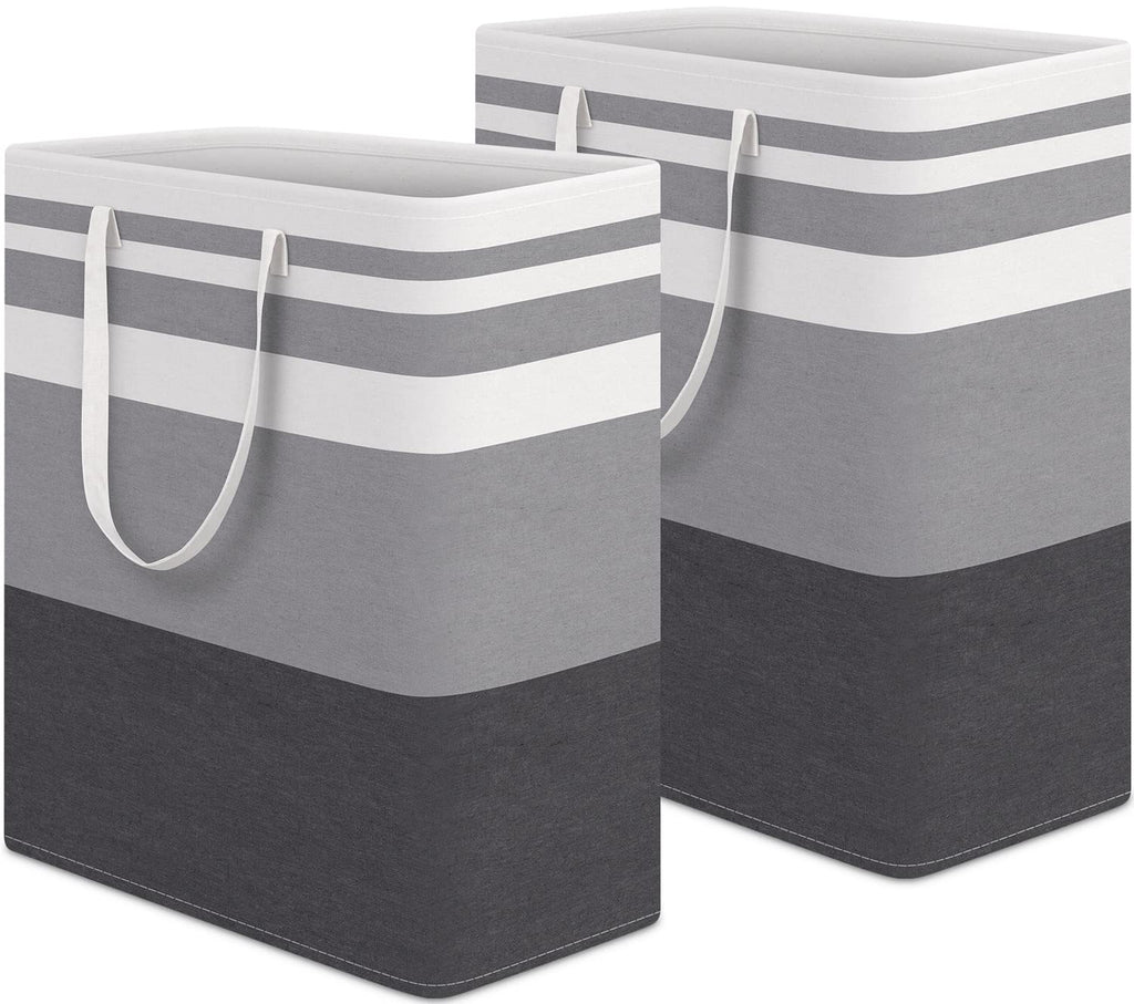 HomeHacks 2 Pack Large Laundry Baskets, Laundry Hampers Bags (Grey 75Lx2)