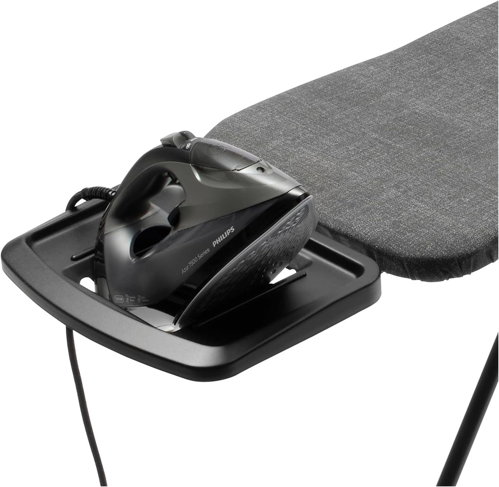 Brabantia Comfort Ironing Board with Solid Steam Iron Rest | Medium (Size B) | Fairtrade Denim Black Cover | Adjustable Height (27-38"), Easy Fold, Anti-Collapse Lock, Non-Slip Feet