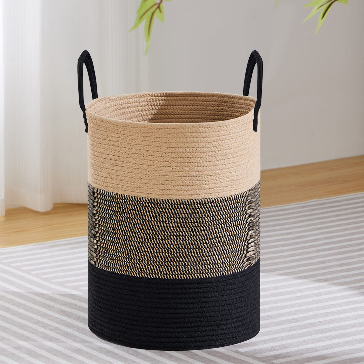 VIPOSCO 72L Tall Woven Laundry Basket Hamper, White