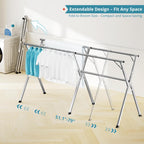 JAUREE 79" Clothes Drying Rack, Drying Rack Clothing Folding Indoor Outdoor