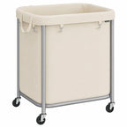 SONGMICS Laundry Basket with Wheels, 110L, Steel Frame, Removable Bag