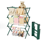 BAKON Space Saving Foldable Clothes Drying Rack, Extendable Rustproof Laundry Rack for Indoor Outdoor Use, No Assembly Required, Suitable for Bathroom Laundry Room Apartment RV, White