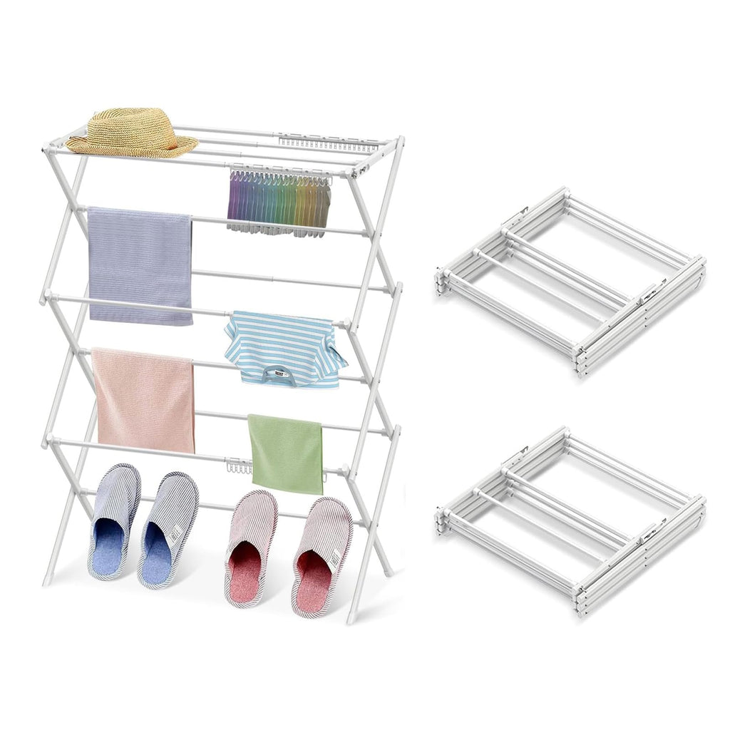 Foldable Drying Rack Clothing Clothes Drying Rack White-1pack
