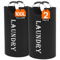 Lifewit 2 Pack 100L Laundry Basket with Aluminum Handles, Black