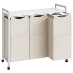 HOOBRO Laundry Sorter 3 Section, Laundry Hamper with Wheels, 3 × 11.5 Gal (43.5 L), Rolling Laundry Basket, Pull-Out and Removable Oxford Fabric Laundry Bags, Rustic Brown and Black BF76XY01