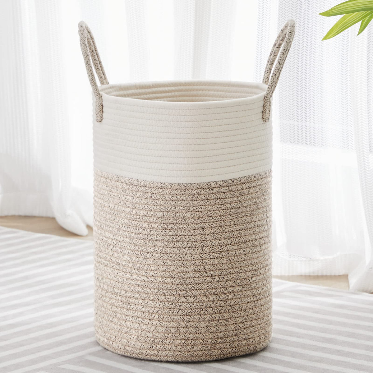 VIPOSCO 72L Tall Woven Laundry Basket Hamper, White
