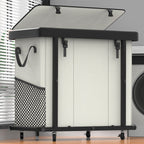 Laundry Hamper with Wheels,150L Leather Patchwork Clothes Hamper Black