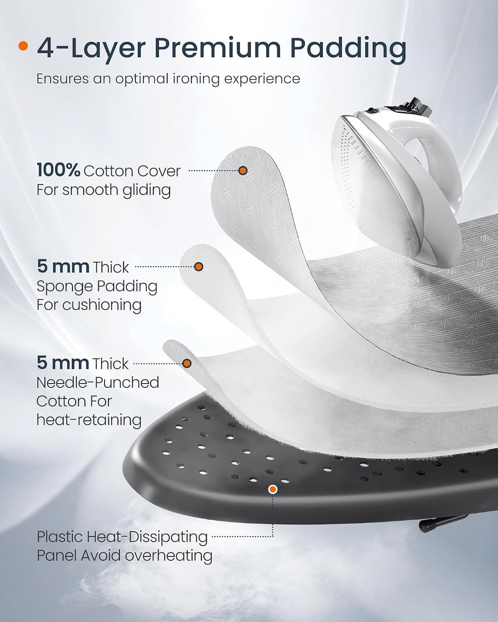 SONGMICS Ironing Board, Foldable, with Iron Rest, 43 x 13 Inches