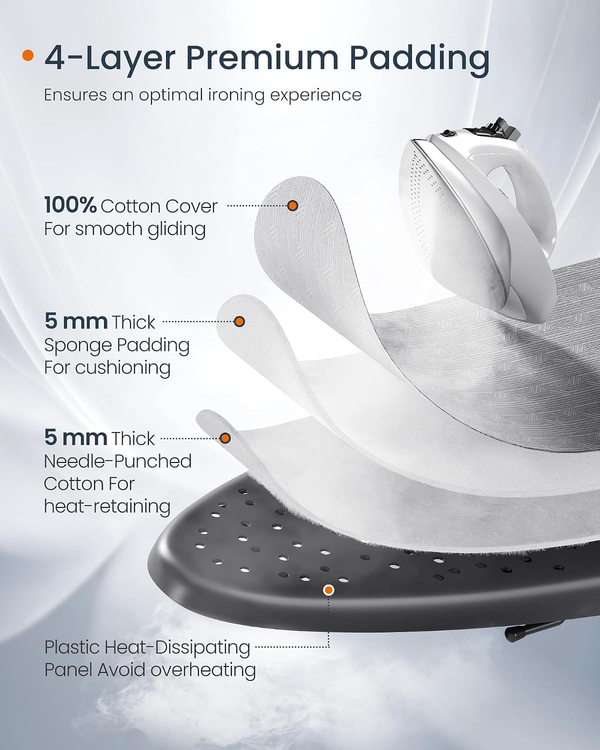 SONGMICS Ironing Board, Foldable, with Iron Rest, 43 x 13 Inches