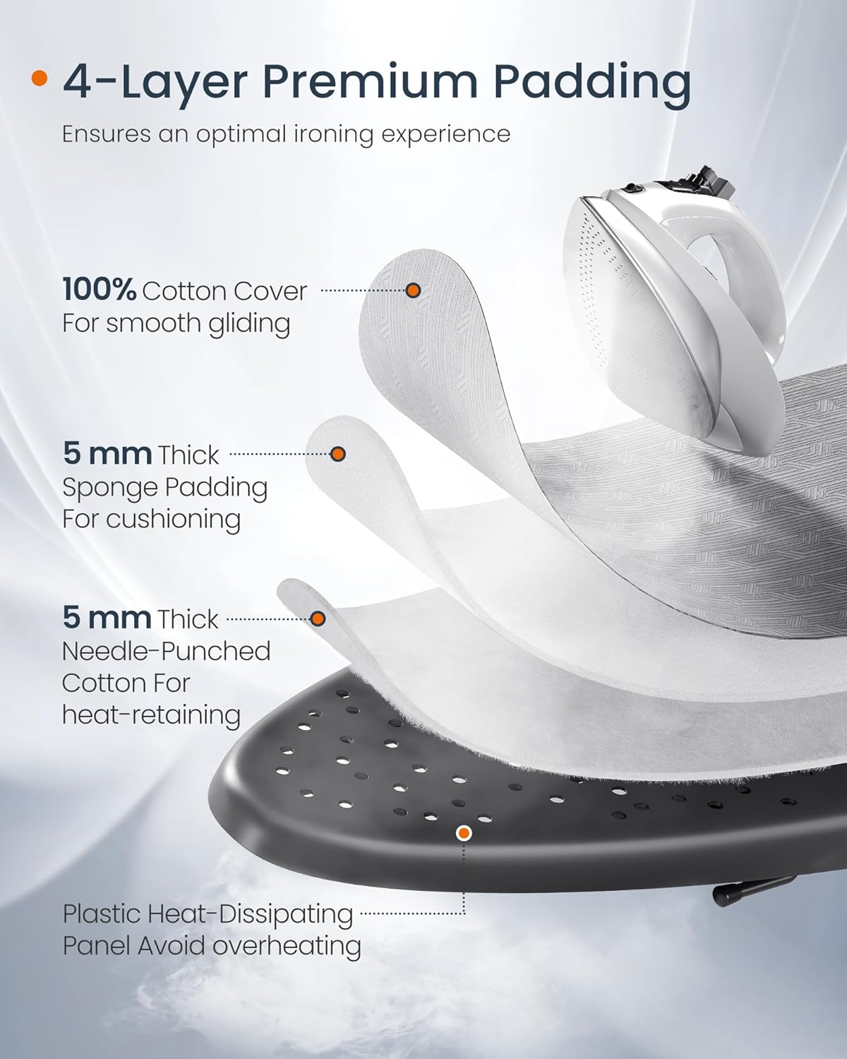 SONGMICS Ironing Board, Foldable, with Iron Rest, 43 x 13 Inches