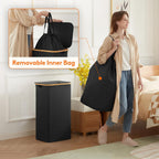 Lifewit 105L Large Laundry Basket with Lid, Removable Bags, Black