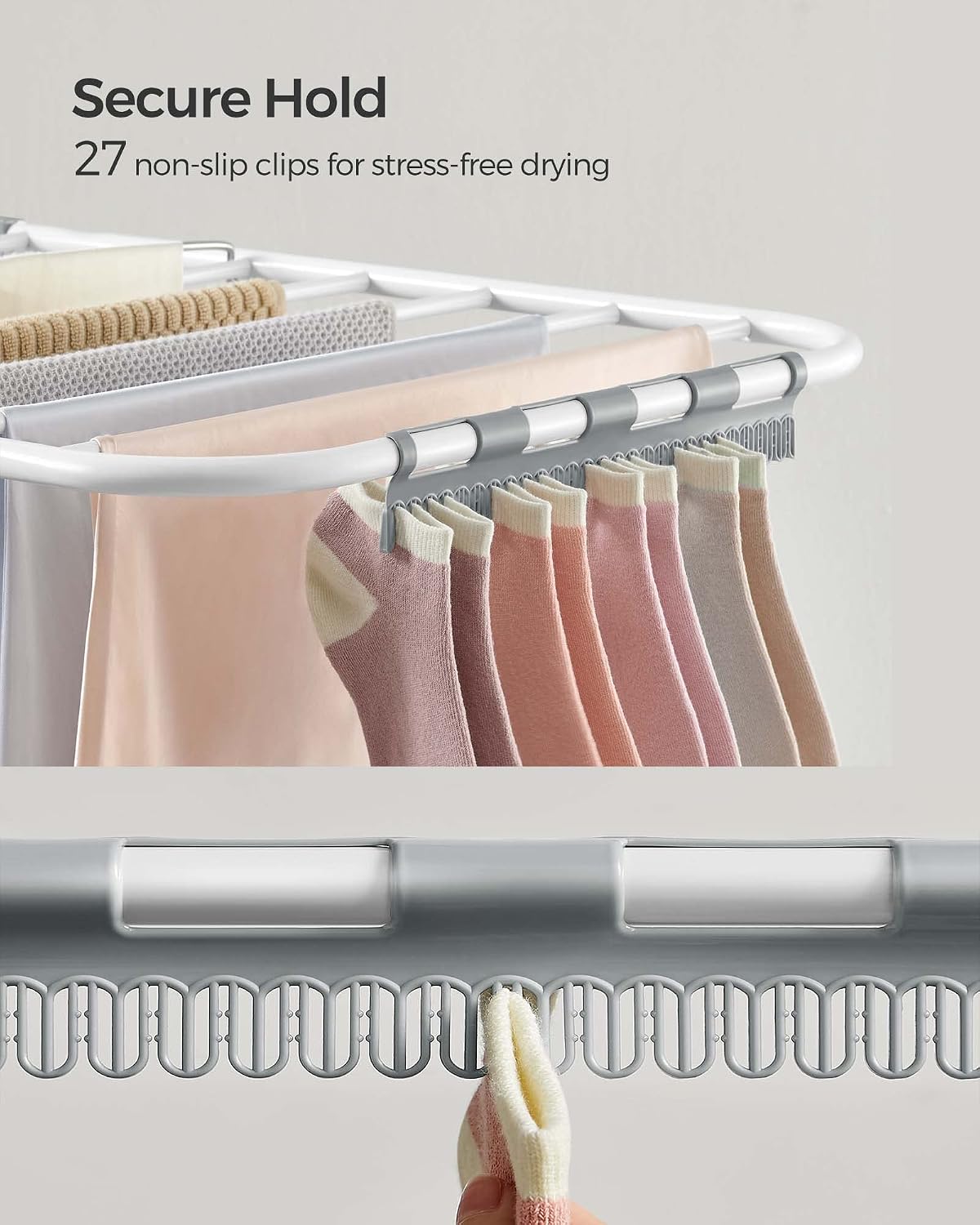 SONGMICS Clothes Drying Rack, Foldable Space-Saving Laundry Drying Rack